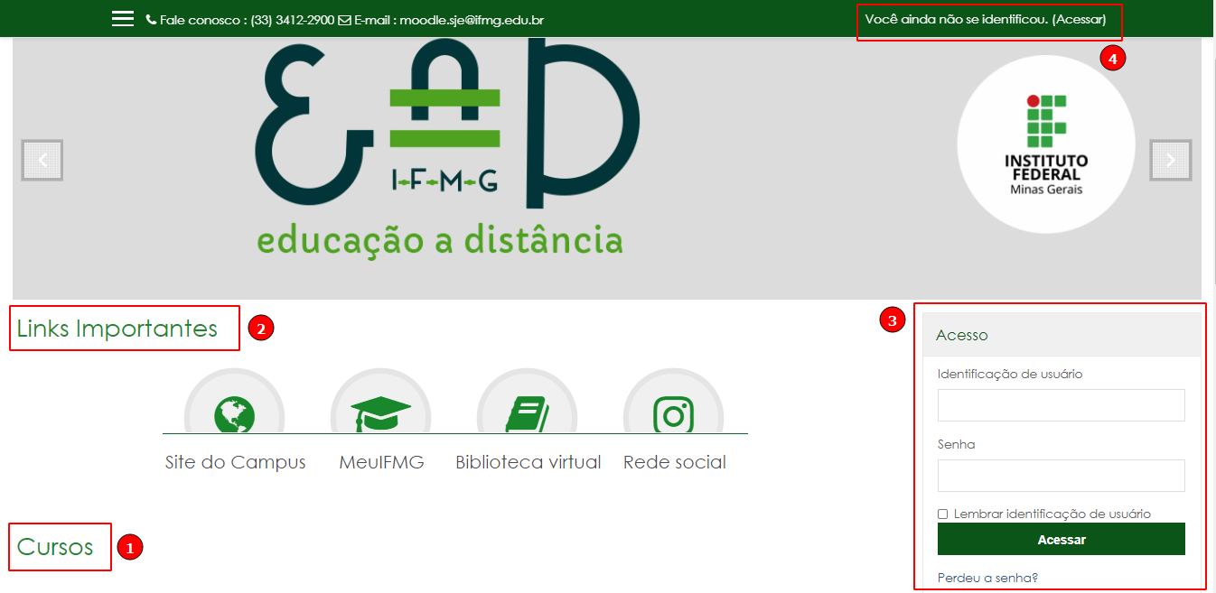 Página Inicial do Moodle