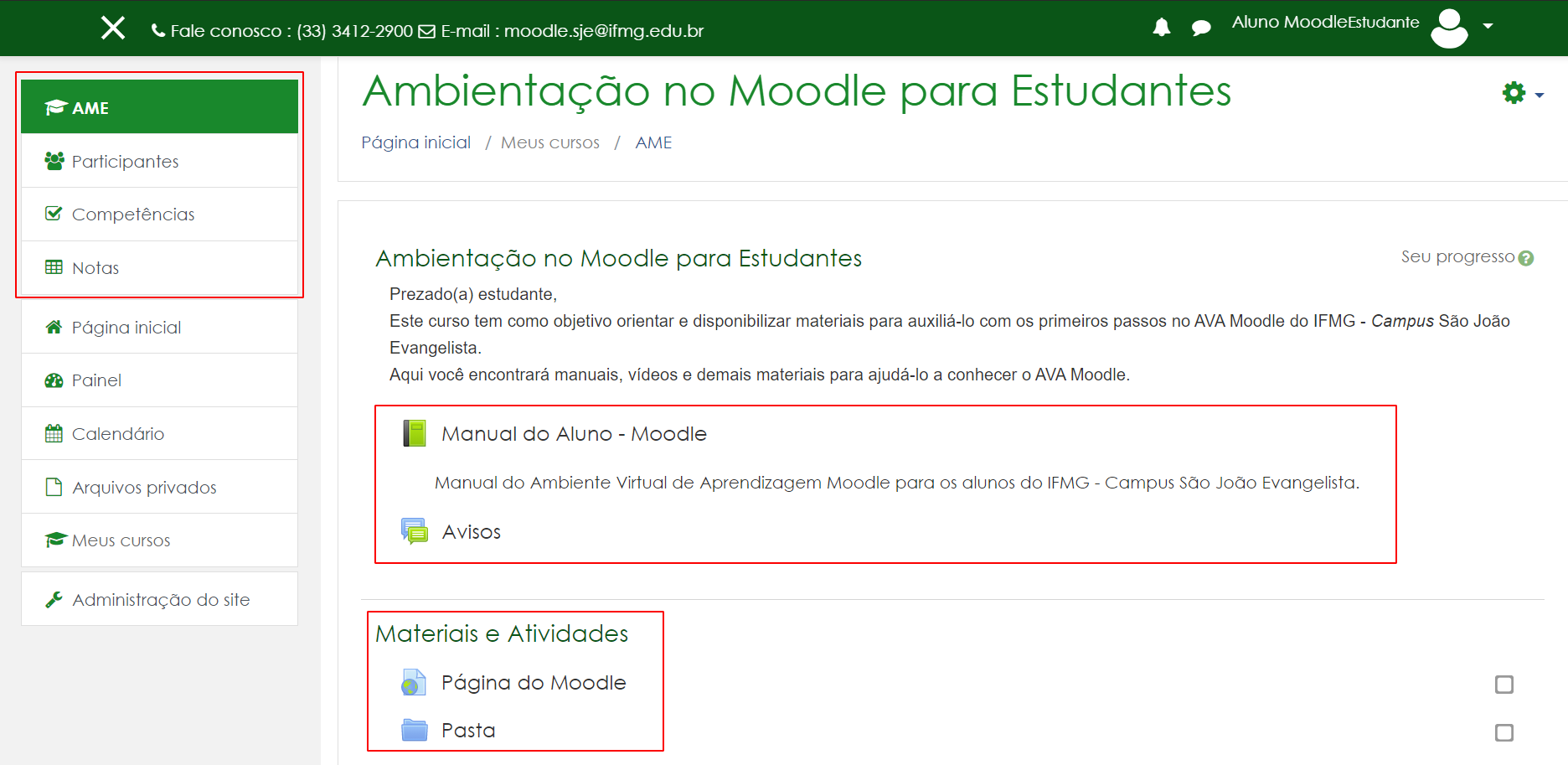 Página inicial de disciplina