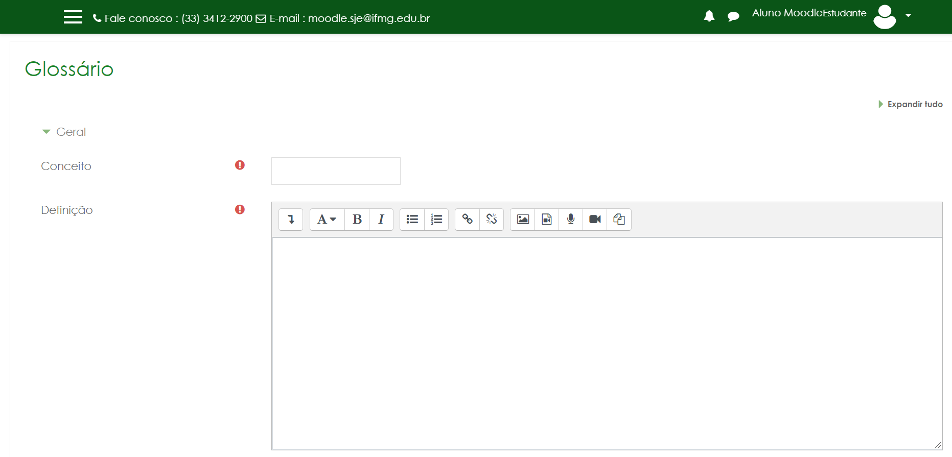 Preencher informações do item