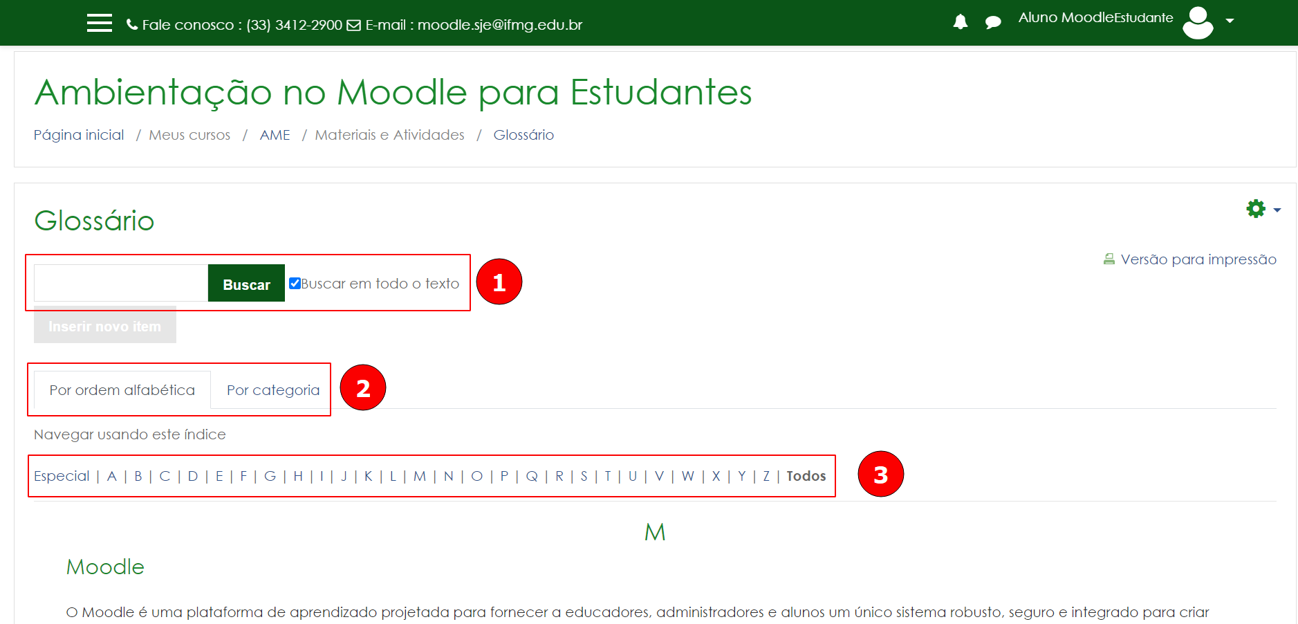Buscar item no glossário