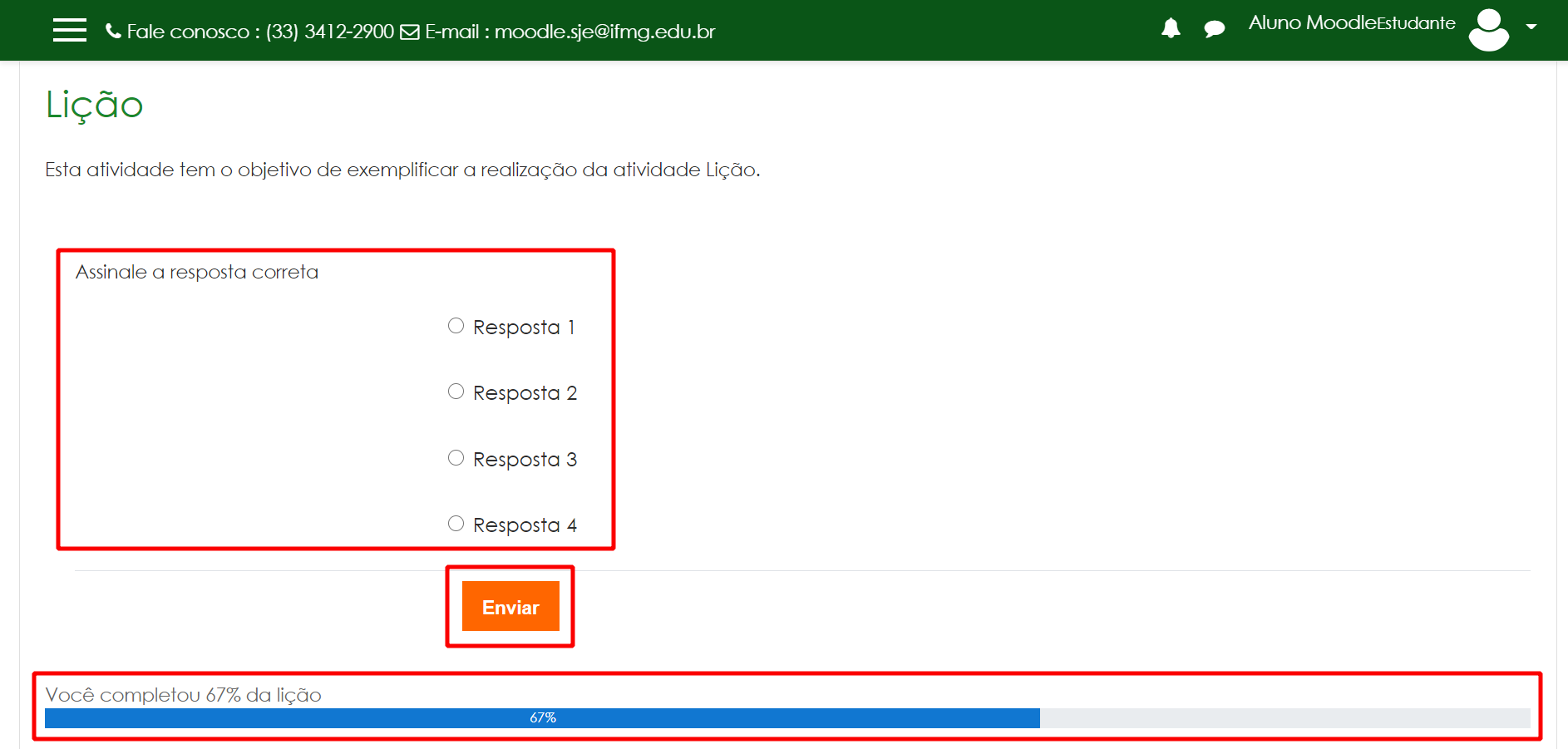 Respondendo questão de múltipla escolha