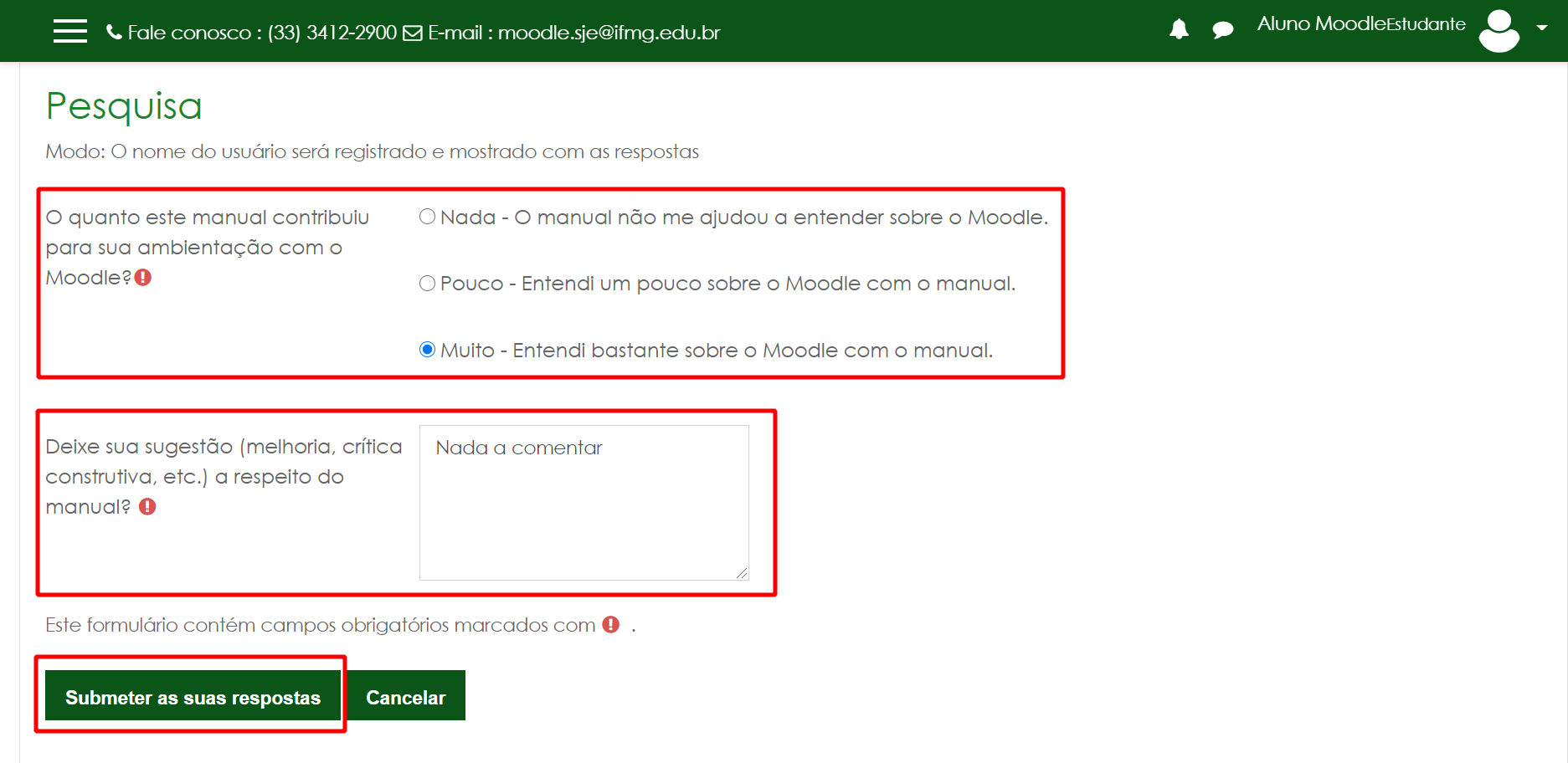 Responda as perguntas da pesquisa