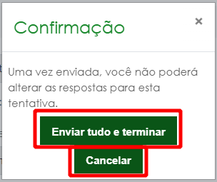 Confirmação de envio de questionário.