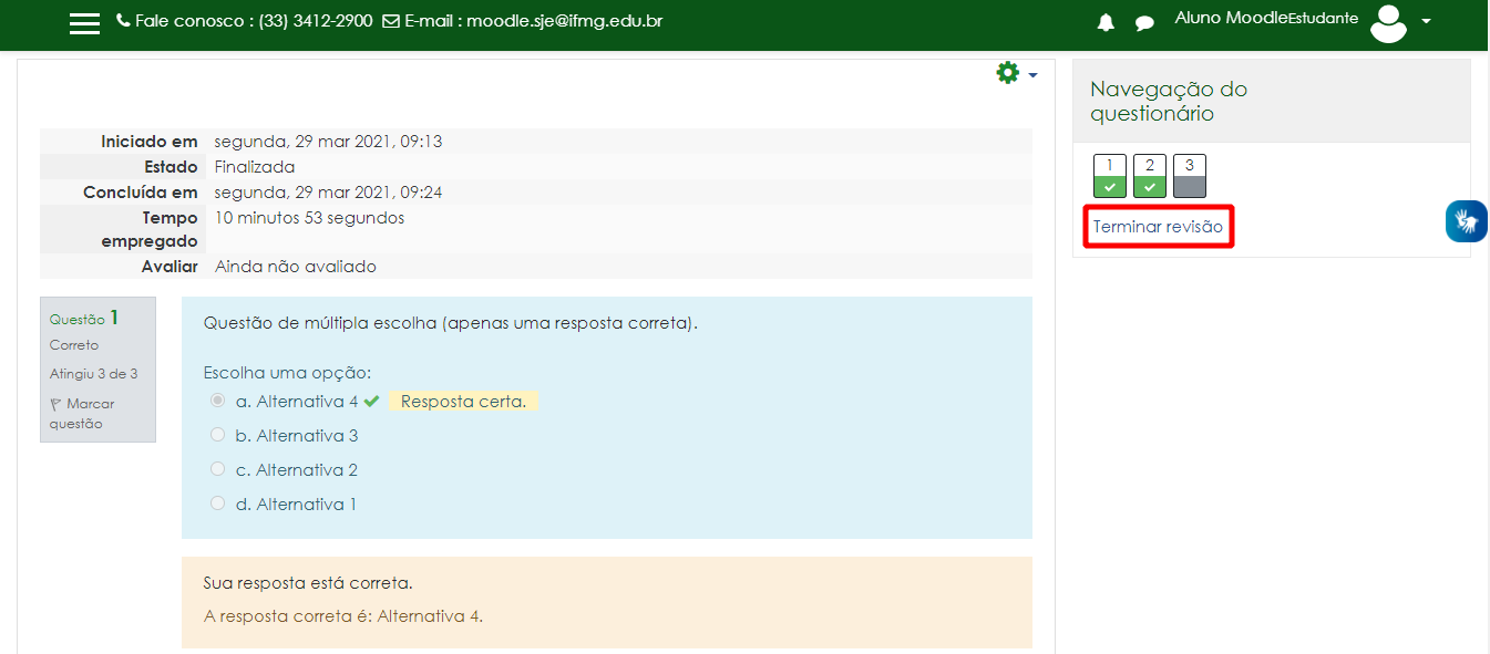 Revisão do questionário