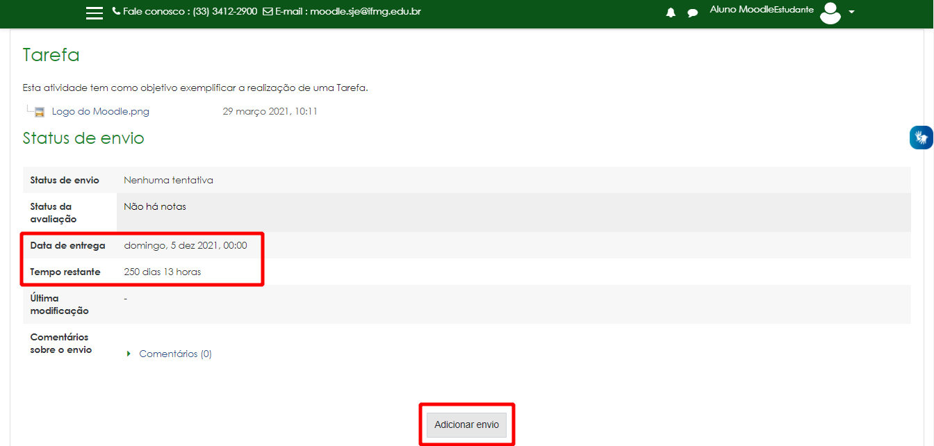 Adicionar envio para a tarefa