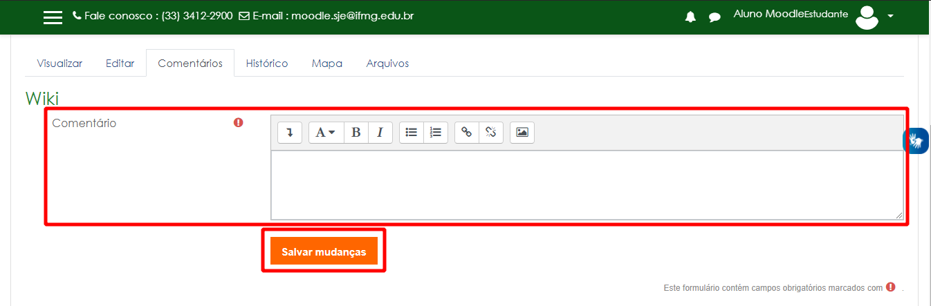 Inserir comentário na Wiki