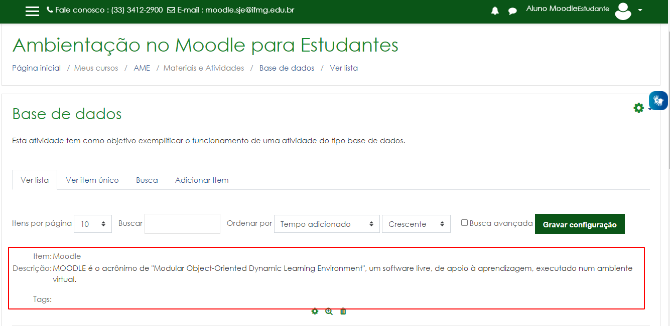 Ver item na Base de Dados