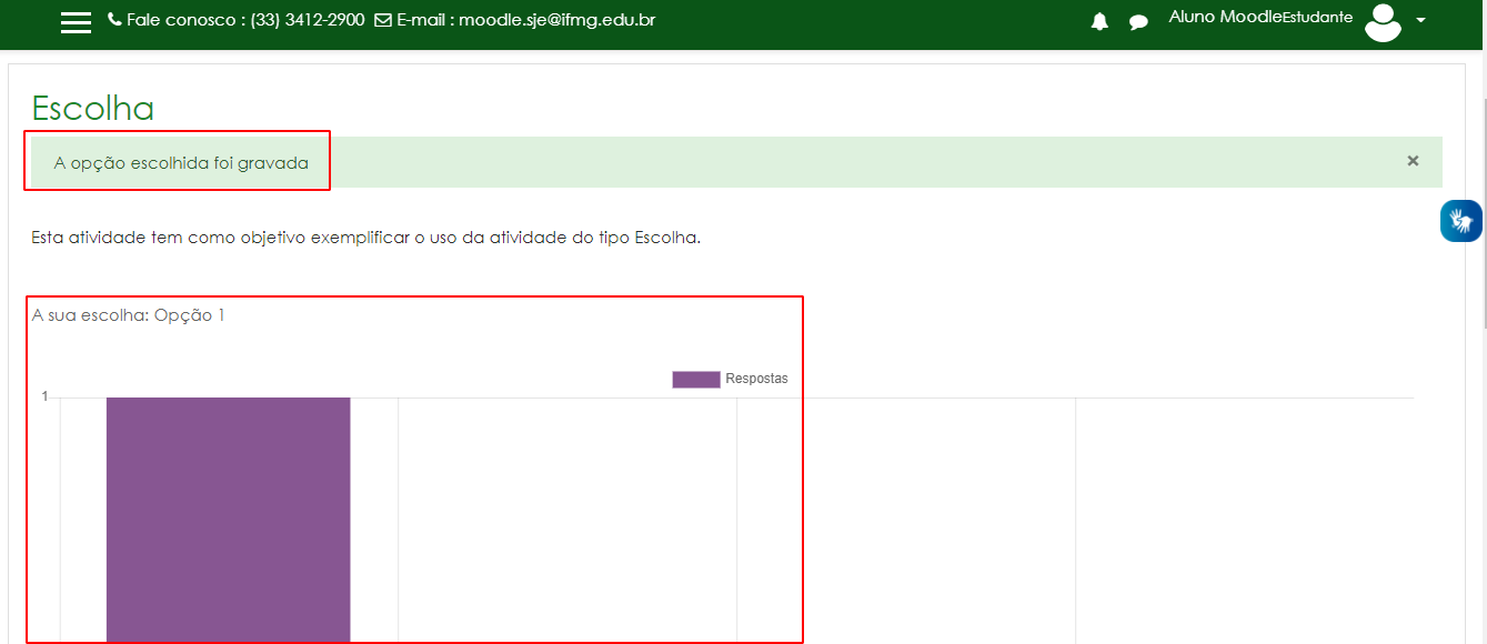 Resposta da escolha salva